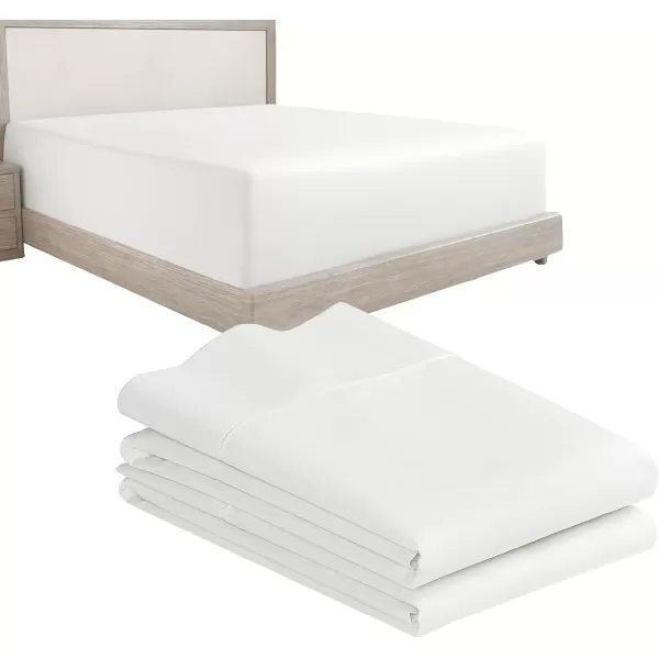 imageCalifornia Design Den 3Piece Bundle  Fitted Sheet with 2 Pillowcases 400 Thread Count 100 Cotton Sateen Deep Pockets Twin XL Size Ivory
