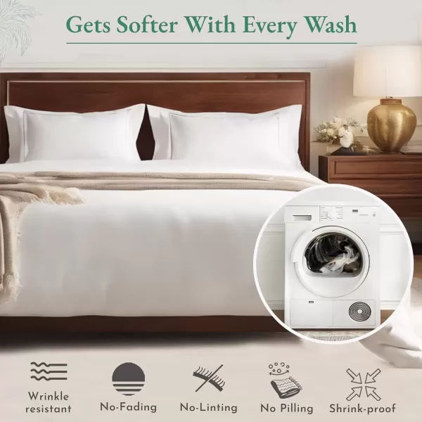 imageCalifornia Design Den 5 Piece Full Size Sheet Set and Waterproof Mattress Protector Bundle  600 Thread Count 100 Cotton Sateen 4 Piece Sheet Set with 1 Mattress Protector White