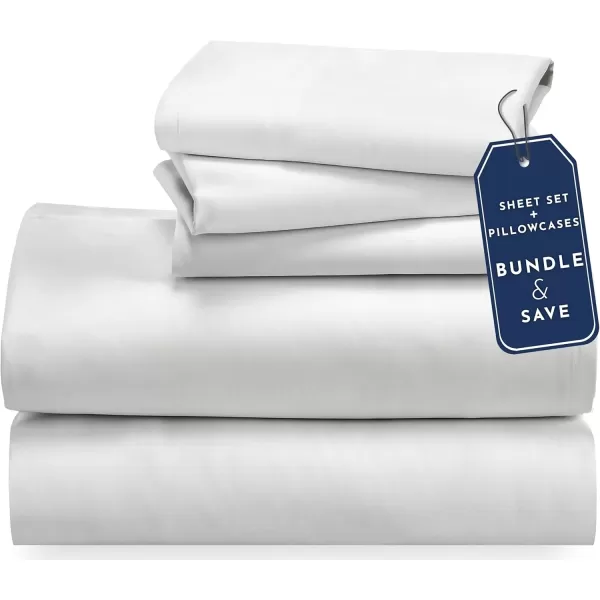 imageCalifornia Design Den 5 Piece Twin XL Size Sheet Set with 3 Pillowcases  Soft 100 Cotton Sateen Ivory