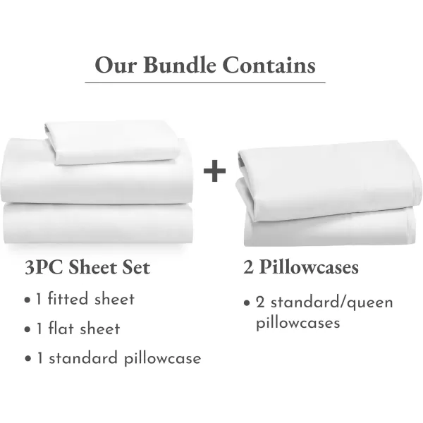 imageCalifornia Design Den 5 Piece Twin XL Size Sheet Set with 3 Pillowcases  Soft 100 Cotton Sateen White