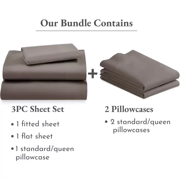imageCalifornia Design Den 5 Piece Twin XL Size Sheet Set with 3 Pillowcases 600 Thread Count 100 Cotton Sateen Brown