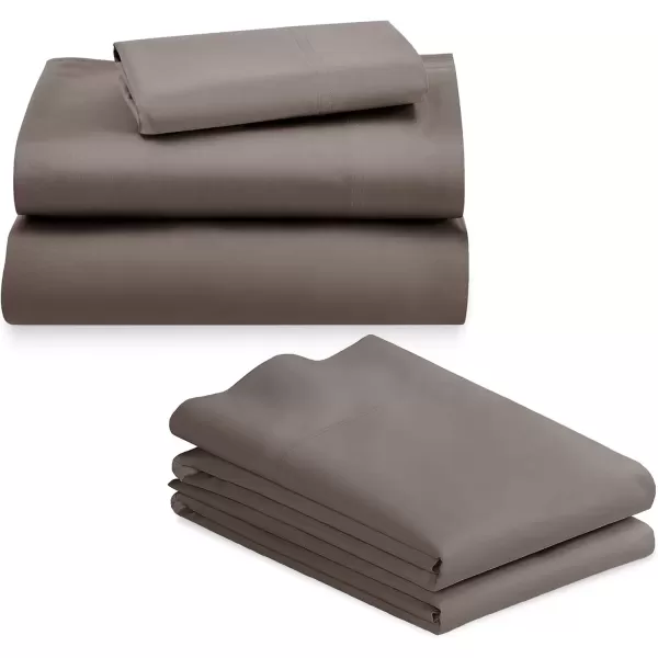 imageCalifornia Design Den 5 Piece Twin XL Size Sheet Set with 3 Pillowcases 600 Thread Count 100 Cotton Sateen Brown