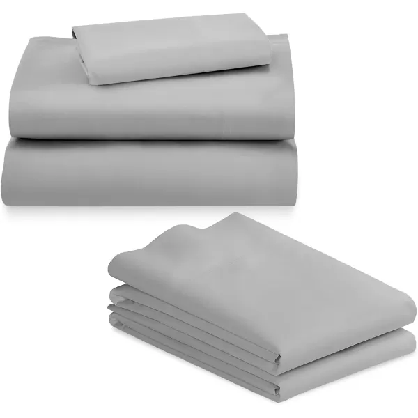imageCalifornia Design Den 5 Piece Twin XL Size Sheet Set with 3 Pillowcases 600 Thread Count 100 Cotton Sateen Light Grey