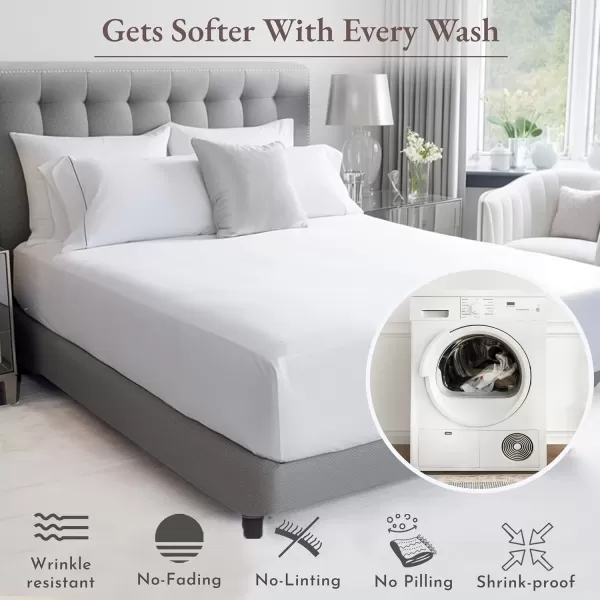 imageCalifornia Design Den 6 Piece Full Size Sheet Set with 4 Pillowcases  Soft 100 Cotton Sateen Ivory