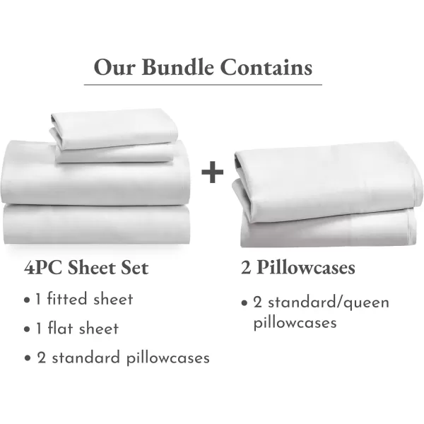 imageCalifornia Design Den 6 Piece Full Size Sheet Set with 4 Pillowcases  Soft 100 Cotton Sateen Ivory