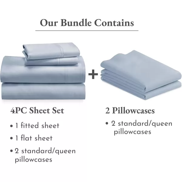 imageCalifornia Design Den 6 Piece Full Size Sheet Set with 4 Pillowcases 600 Thread Count 100 Cotton Sateen Blue