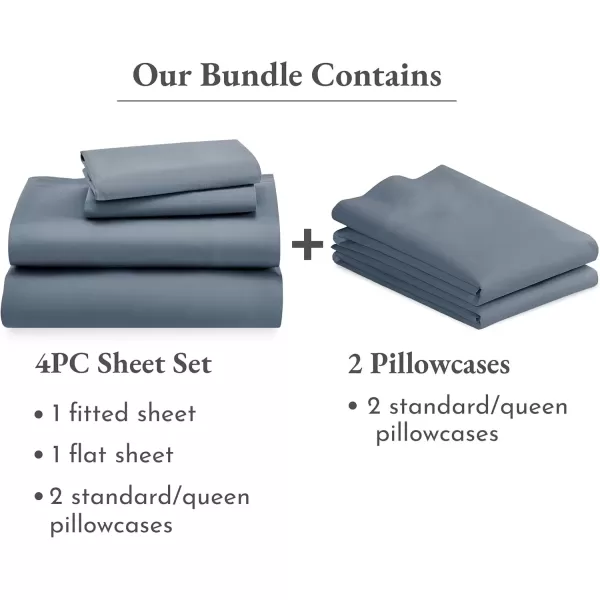 imageCalifornia Design Den 6 Piece Full Size Sheet Set with 4 Pillowcases 600 Thread Count 100 Cotton Sateen Pastel Blue