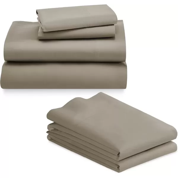 imageCalifornia Design Den 6 Piece Full Size Sheet Set with 4 Pillowcases 600 Thread Count 100 Cotton Sateen Taupe