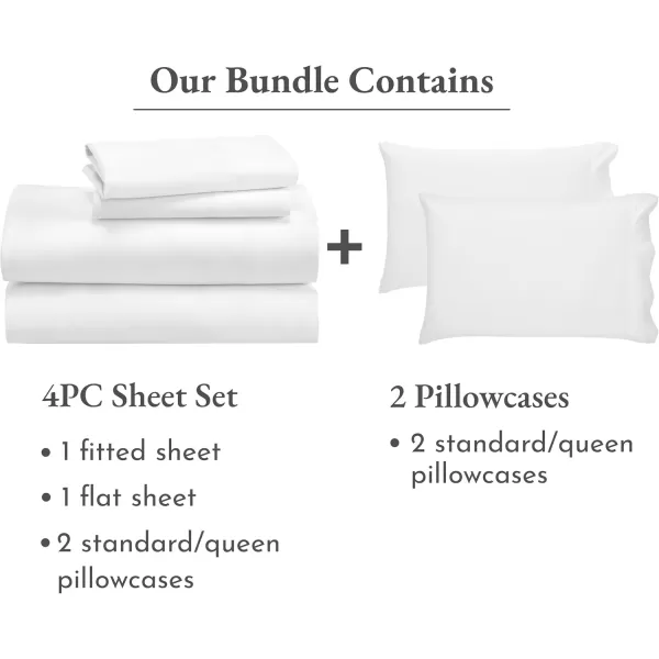 imageCalifornia Design Den 6 Piece Full Size Sheet Set with 4 Pillowcases 600 Thread Count 100 Cotton Sateen White