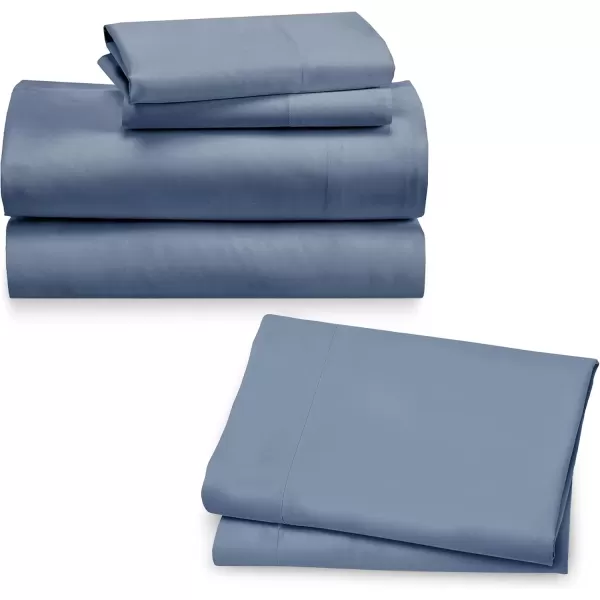 imageCalifornia Design Den 6 Piece Full Size Sheet Set with 4 Pillowcases Rayon from Bamboo Sateen Blue Hydrangea