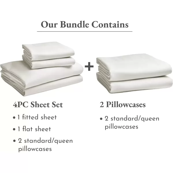 imageCalifornia Design Den Bedding Bundle  Full Sheet Set with 4 Pillowcases 100 Egyptian Cotton Sateen Ivory
