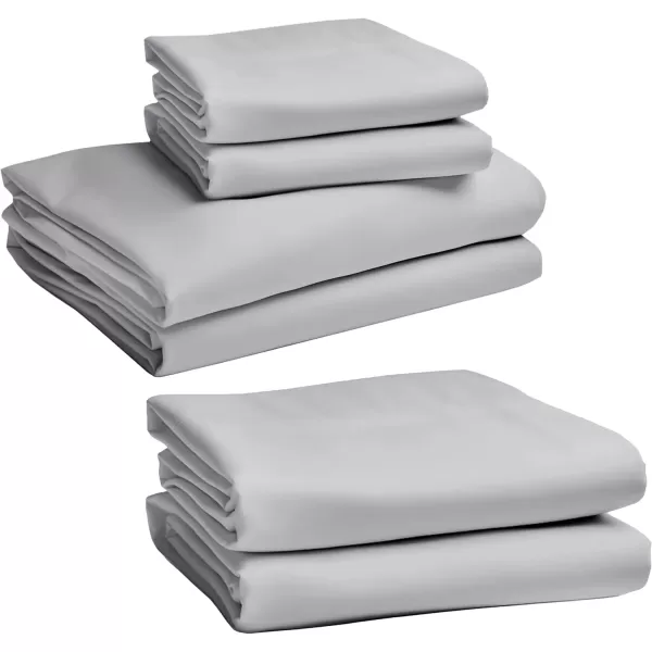 imageCalifornia Design Den Bedding Bundle  Full Sheet Set with 4 Pillowcases 100 Egyptian Cotton Sateen Light Grey