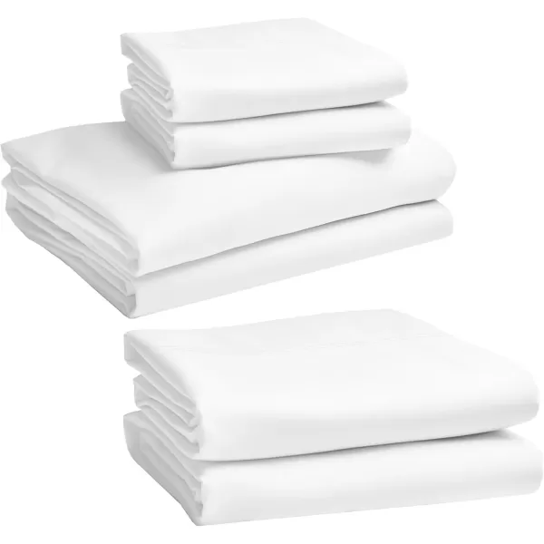 imageCalifornia Design Den Bedding Bundle  Full Sheet Set with 4 Pillowcases 100 Egyptian Cotton Sateen White