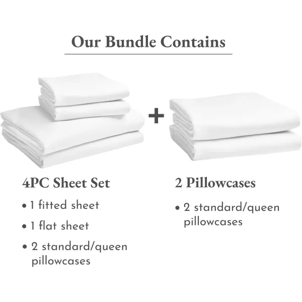 imageCalifornia Design Den Bedding Bundle  Full Sheet Set with 4 Pillowcases 100 Egyptian Cotton Sateen White
