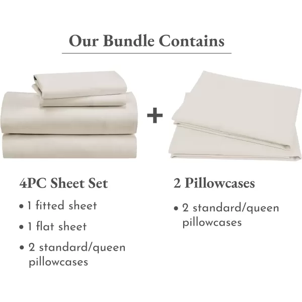 imageCalifornia Design Den Bedding Bundle  Full Sheet Set with 4 Pillowcases 100 Organic Cotton Percale Natural Ivory