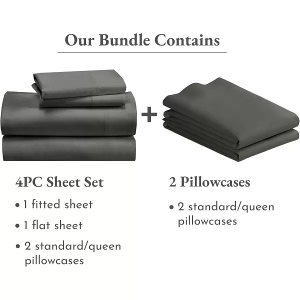 imageCalifornia Design Den Bedding Bundle  Full Sheet Set with 4 Pillowcases 500 Thread Count 100 Cotton Sateen Grey