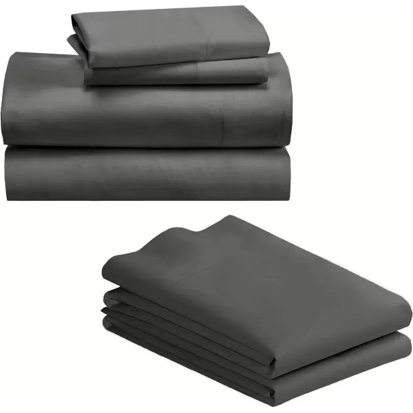 imageCalifornia Design Den Bedding Bundle  Full Sheet Set with 4 Pillowcases 500 Thread Count 100 Cotton Sateen Grey