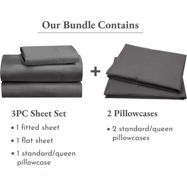 imageCalifornia Design Den Bedding Bundle  Twin XL Sheet Set with 3 Pillowcases 100 Organic Cotton Percale Grey