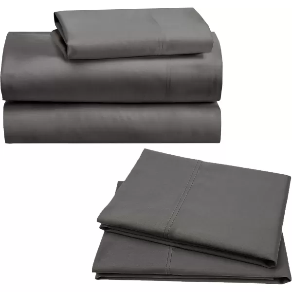 imageCalifornia Design Den Bedding Bundle  Twin XL Sheet Set with 3 Pillowcases 100 Organic Cotton Percale Grey