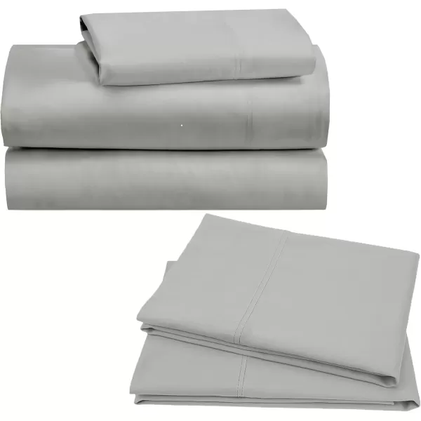 imageCalifornia Design Den Bedding Bundle  Twin XL Sheet Set with 3 Pillowcases 100 Organic Cotton Percale Light Grey