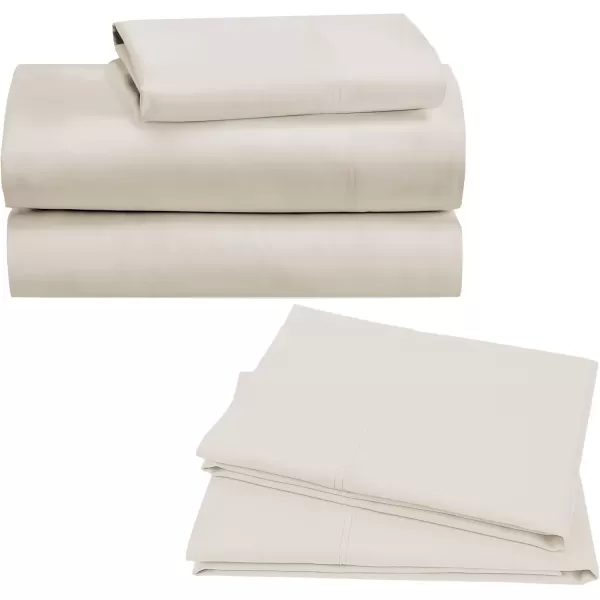 imageCalifornia Design Den Bedding Bundle  Twin XL Sheet Set with 3 Pillowcases 100 Organic Cotton Percale Natural Ivory