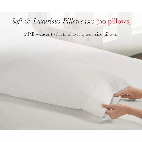 imageCalifornia Design Den Luxury 100 Egyptian Cotton Pillow Cases Queen Size Set of 2 Sateen Weave Soft Breathable ampamp Cooling Bright White Pillow Cases Set of 2 for StandardQueen Size PillowsIvory