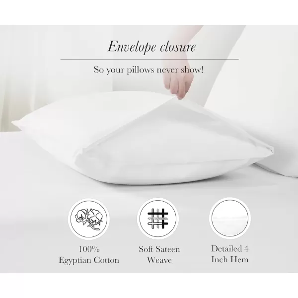 imageCalifornia Design Den Luxury 100 Egyptian Cotton Pillow Cases Queen Size Set of 2 Sateen Weave Soft Breathable ampamp Cooling Bright White Pillow Cases Set of 2 for StandardQueen Size PillowsBright White