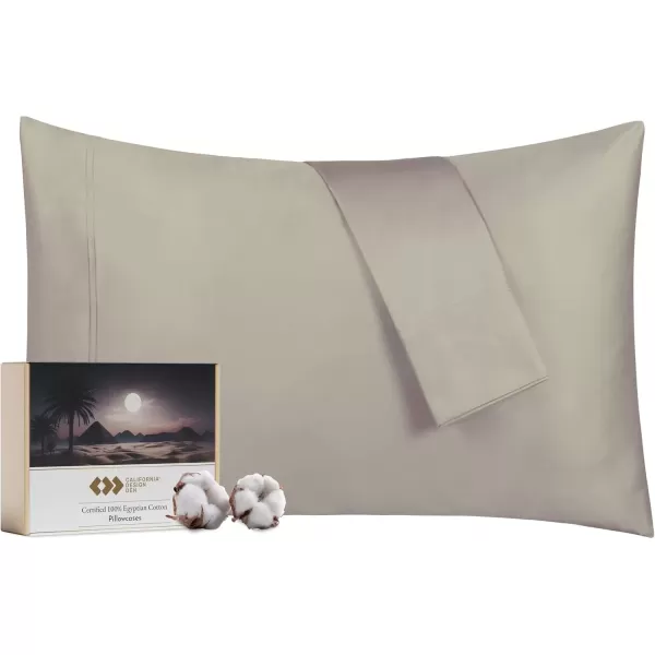 imageCalifornia Design Den Luxury 100 Egyptian Cotton Pillow Cases Queen Size Set of 2 Sateen Weave Soft Breathable ampamp Cooling Bright White Pillow Cases Set of 2 for StandardQueen Size PillowsBeige