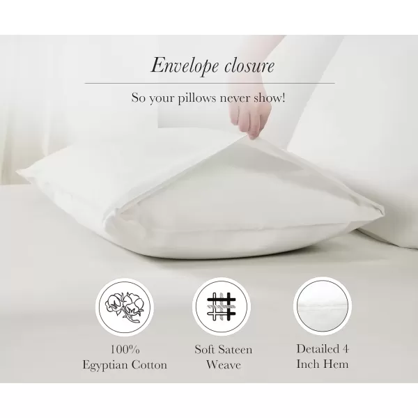 imageCalifornia Design Den Luxury 100 Egyptian Cotton Pillow Cases Queen Size Set of 2 Sateen Weave Soft Breathable ampamp Cooling Bright White Pillow Cases Set of 2 for StandardQueen Size PillowsIvory