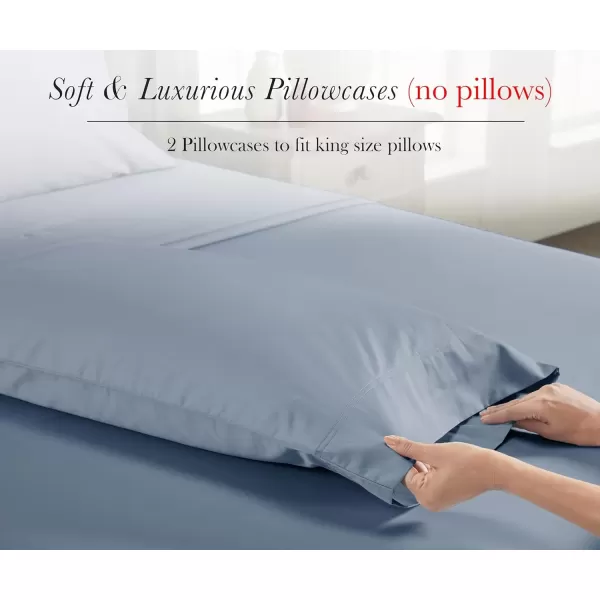 imageCalifornia Design Den Luxury 100 Egyptian Cotton Pillow Cases Queen Size Set of 2 Sateen Weave Soft Breathable ampamp Cooling Bright White Pillow Cases Set of 2 for StandardQueen Size PillowsBlue Hydrangea