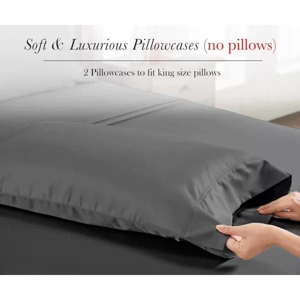 imageCalifornia Design Den Luxury 100 Egyptian Cotton Pillow Cases Queen Size Set of 2 Sateen Weave Soft Breathable ampamp Cooling Bright White Pillow Cases Set of 2 for StandardQueen Size PillowsGrey