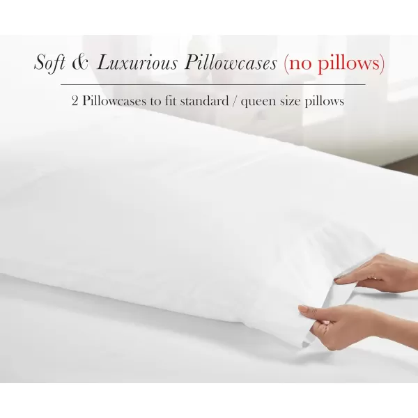 imageCalifornia Design Den Luxury 100 Egyptian Cotton Pillow Cases Queen Size Set of 2 Sateen Weave Soft Breathable ampamp Cooling Bright White Pillow Cases Set of 2 for StandardQueen Size PillowsBright White