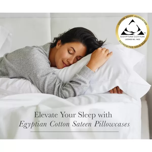imageCalifornia Design Den Luxury 100 Egyptian Cotton Pillow Cases Queen Size Set of 2 Sateen Weave Soft Breathable ampamp Cooling Bright White Pillow Cases Set of 2 for StandardQueen Size PillowsBeige
