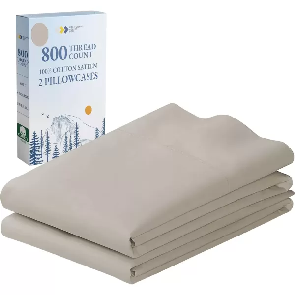 imageHeirloom Soft Smooth ampamp Thick Certified 800 Thread Count 100 Cotton Sateen is Superior to Egyptian Cotton Claims 2 White Standard Pillowcases Fits Standard ampamp Queen Size Pillows Bright WhiteBeige