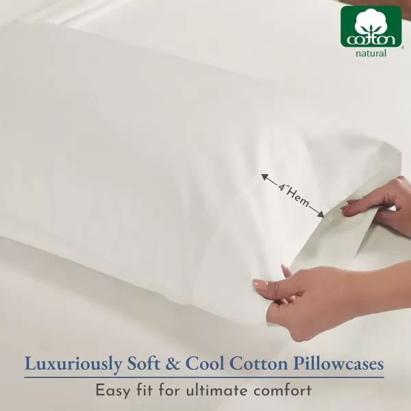 imageHeirloom Soft Smooth ampamp Thick Certified 800 Thread Count 100 Cotton Sateen is Superior to Egyptian Cotton Claims 2 White Standard Pillowcases Fits Standard ampamp Queen Size Pillows Bright WhiteIvory