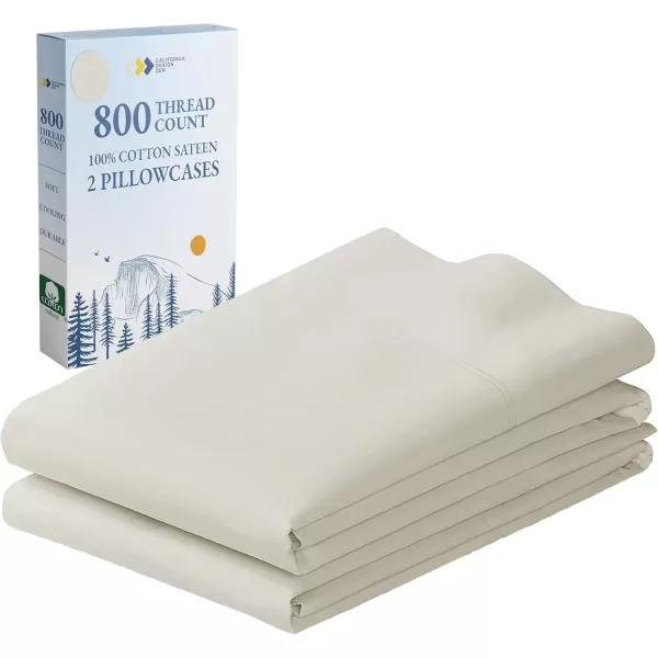 imageHeirloom Soft Smooth ampamp Thick Certified 800 Thread Count 100 Cotton Sateen is Superior to Egyptian Cotton Claims 2 White Standard Pillowcases Fits Standard ampamp Queen Size Pillows Bright WhiteIvory