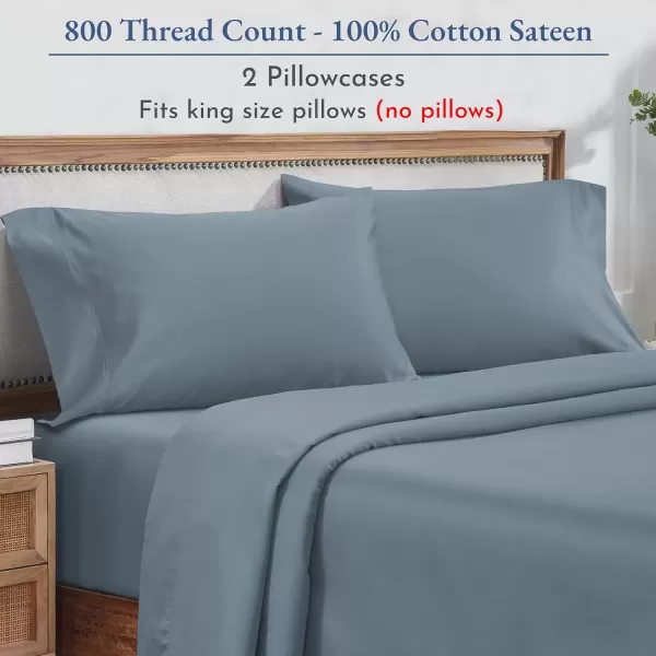 imageHeirloom Soft Smooth ampamp Thick Certified 800 Thread Count 100 Cotton Sateen is Superior to Egyptian Cotton Claims 2 White Standard Pillowcases Fits Standard ampamp Queen Size Pillows Bright WhiteBlue