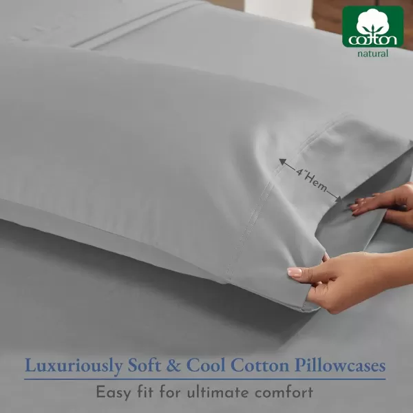 imageHeirloom Soft Smooth ampamp Thick Certified 800 Thread Count 100 Cotton Sateen is Superior to Egyptian Cotton Claims 2 White Standard Pillowcases Fits Standard ampamp Queen Size Pillows Bright WhiteLight Grey