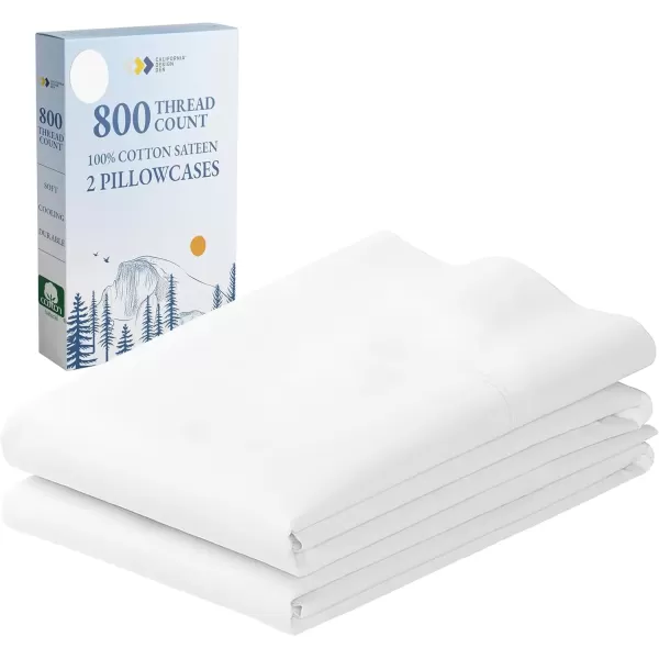 imageHeirloom Soft Smooth ampamp Thick Certified 800 Thread Count 100 Cotton Sateen is Superior to Egyptian Cotton Claims 2 White Standard Pillowcases Fits Standard ampamp Queen Size Pillows Bright WhiteBright White