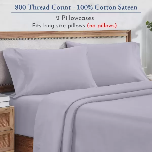 imageHeirloom Soft Smooth ampamp Thick Certified 800 Thread Count 100 Cotton Sateen is Superior to Egyptian Cotton Claims 2 White Standard Pillowcases Fits Standard ampamp Queen Size Pillows Bright WhiteLavender