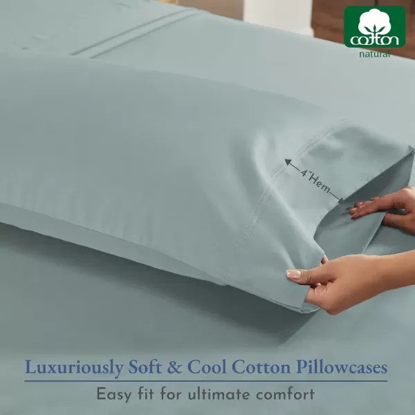 imageHeirloom Soft Smooth ampamp Thick Certified 800 Thread Count 100 Cotton Sateen is Superior to Egyptian Cotton Claims 2 White Standard Pillowcases Fits Standard ampamp Queen Size Pillows Bright WhiteSoft Teal