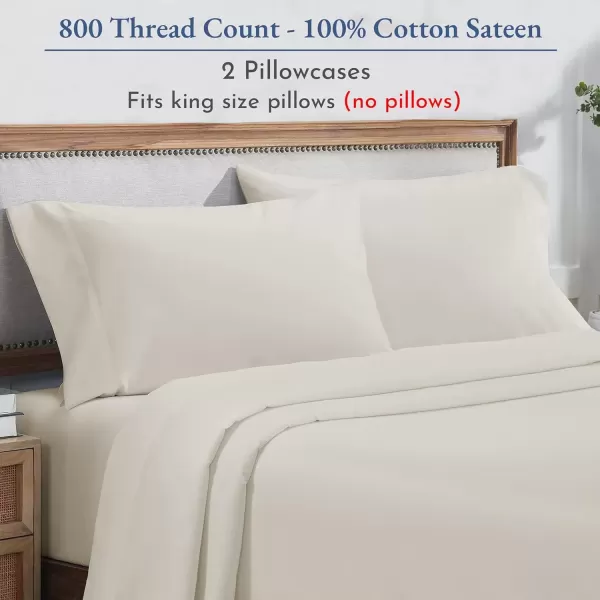 imageHeirloom Soft Smooth ampamp Thick Certified 800 Thread Count 100 Cotton Sateen is Superior to Egyptian Cotton Claims 2 White Standard Pillowcases Fits Standard ampamp Queen Size Pillows Bright WhiteIvory