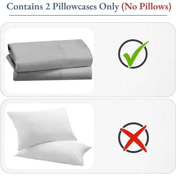 imageHeirloom Soft Smooth ampamp Thick Certified 800 Thread Count 100 Cotton Sateen is Superior to Egyptian Cotton Claims 2 White Standard Pillowcases Fits Standard ampamp Queen Size Pillows Bright WhiteLight Grey