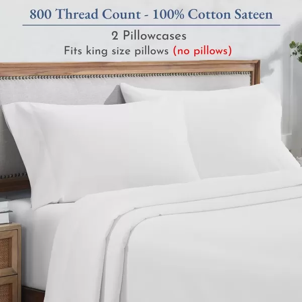 imageHeirloom Soft Smooth ampamp Thick Certified 800 Thread Count 100 Cotton Sateen is Superior to Egyptian Cotton Claims 2 White Standard Pillowcases Fits Standard ampamp Queen Size Pillows Bright WhiteBright White