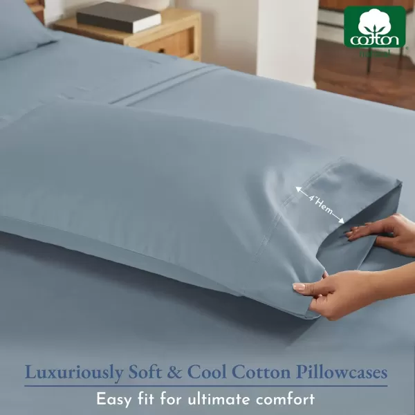 imageHeirloom Soft Smooth ampamp Thick Certified 800 Thread Count 100 Cotton Sateen is Superior to Egyptian Cotton Claims 2 White Standard Pillowcases Fits Standard ampamp Queen Size Pillows Bright WhiteBlue