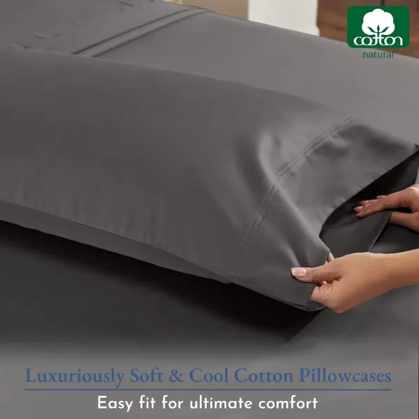 imageHeirloom Soft Smooth ampamp Thick Certified 800 Thread Count 100 Cotton Sateen is Superior to Egyptian Cotton Claims 2 White Standard Pillowcases Fits Standard ampamp Queen Size Pillows Bright WhiteGrey