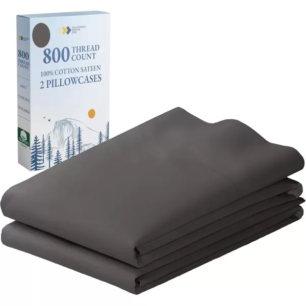 imageHeirloom Soft Smooth ampamp Thick Certified 800 Thread Count 100 Cotton Sateen is Superior to Egyptian Cotton Claims 2 White Standard Pillowcases Fits Standard ampamp Queen Size Pillows Bright WhiteGrey
