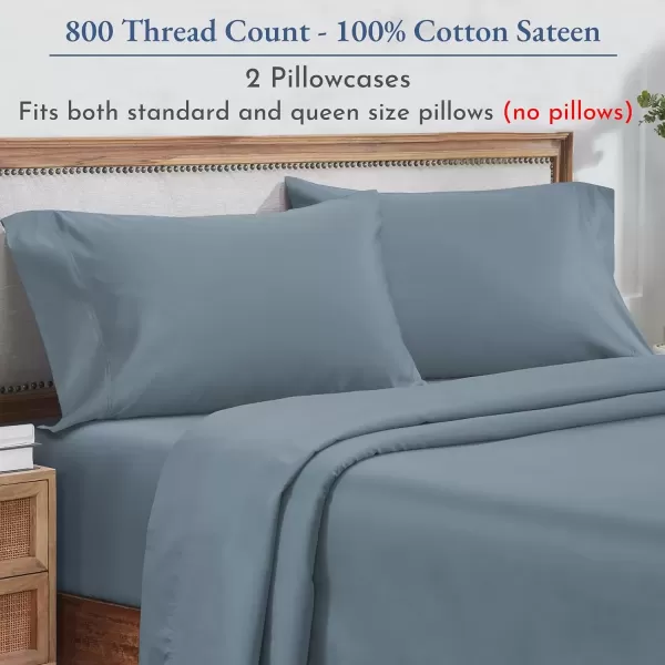 imageHeirloom Soft Smooth ampamp Thick Certified 800 Thread Count 100 Cotton Sateen is Superior to Egyptian Cotton Claims 2 White Standard Pillowcases Fits Standard ampamp Queen Size Pillows Bright WhiteBlue