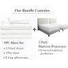 imageCalifornia Design Den 7 Piece Split King Size Sheet Set Ivory and Waterproof Mattress Protector White Bundle  400 Thread Count 100 Cotton Sateen 5 Piece Sheet Set with 1 Mattress Protector