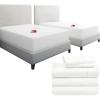 imageCalifornia Design Den 7 Piece Split King Size Sheet Set Ivory and Waterproof Mattress Protector White Bundle  400 Thread Count 100 Cotton Sateen 5 Piece Sheet Set with 1 Mattress Protector